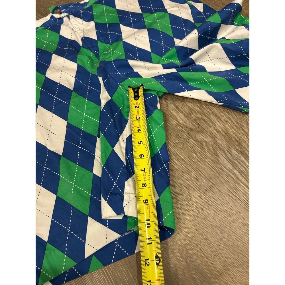 Royal & Awesome Mens Blue Green Argyle Golf Shorts Size 44 Flat Front Loud Mouth